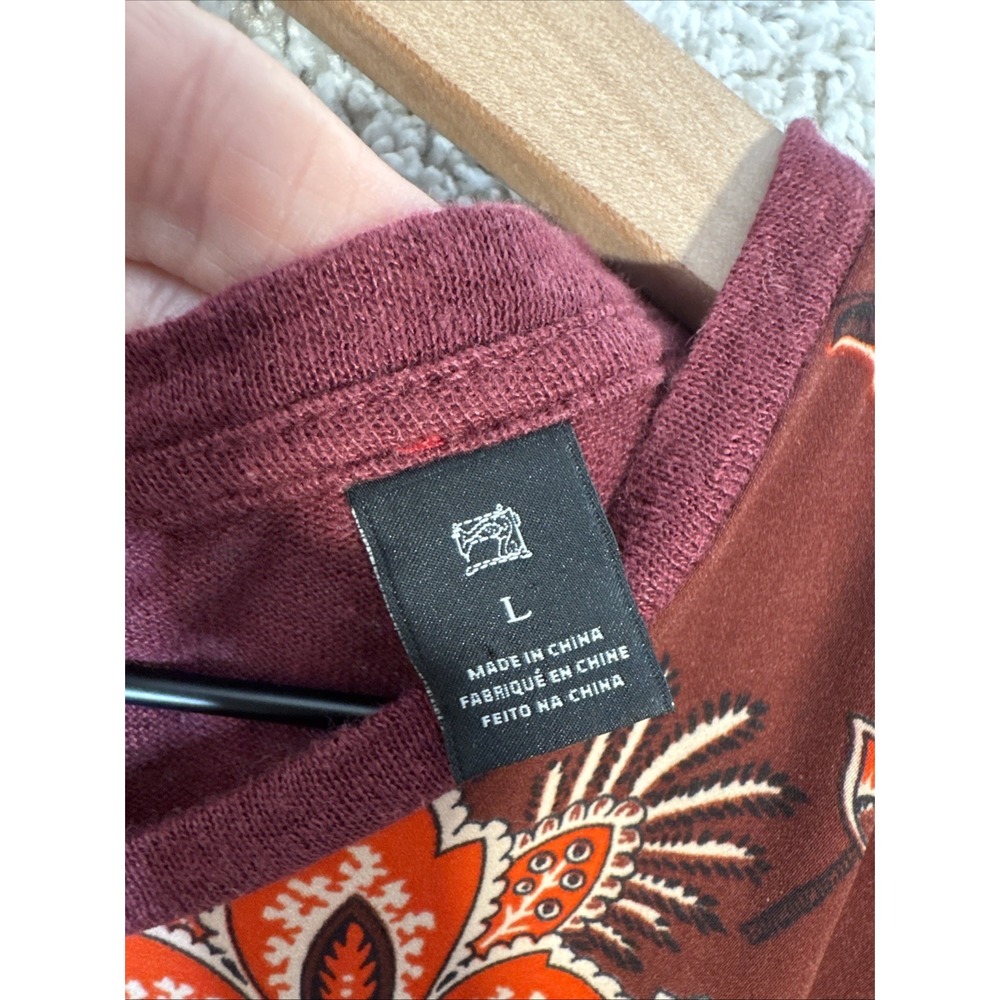 Scotch & Soda The Peaks Linen Blend Maroon Floral Paisley Print Top Size L - Picture 4 of 9